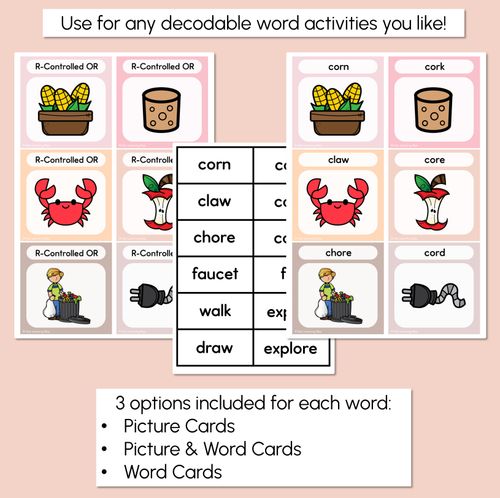 Resource preview 3 for R-Controlled Vowel OR Word Building Cards - Decodable Words NEUTRAL