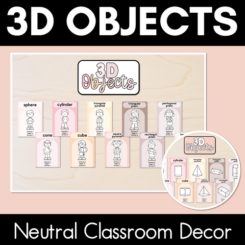 Resource preview 1 for 3D Object Posters - Neutral Classroom Decor