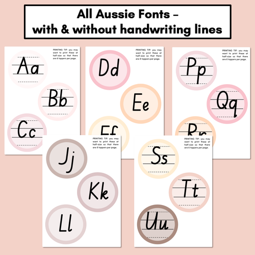 Resource preview 2 for Alphabet Toppers - All Aussie Fonts - Neutral Classroom Decor