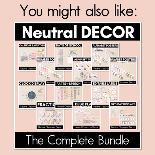 Resource preview 6 for Parts of Speech Posters - Neutral Classroom Decor