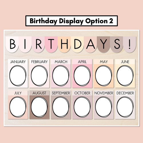 Resource preview 3 for Neutral Birthdays Display - Neutral Classroom Decor