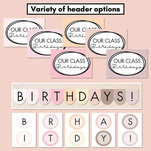 Resource preview 4 for Neutral Birthdays Display - Neutral Classroom Decor