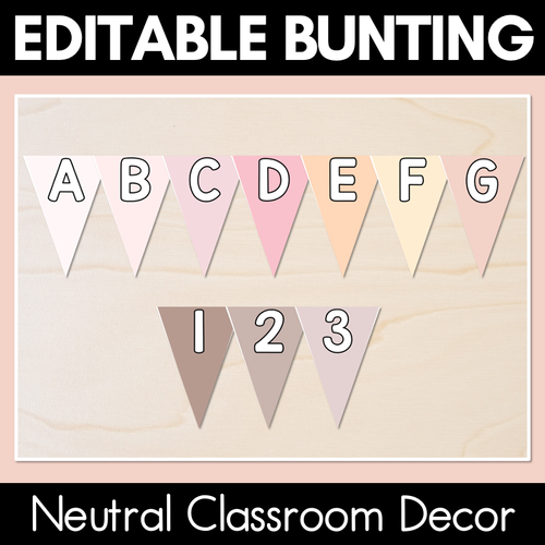 Resource preview 1 for Editable Alphabet & Number Bunting - Neutral Classroom Decor