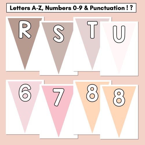 Resource preview 2 for Editable Alphabet & Number Bunting - Neutral Classroom Decor