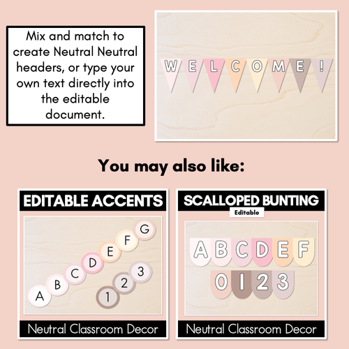 Resource preview 3 for Editable Alphabet & Number Bunting - Neutral Classroom Decor