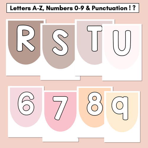 Resource preview 2 for Editable Alphabet & Number Scalloped Bunting - Neutral Classroom Decor