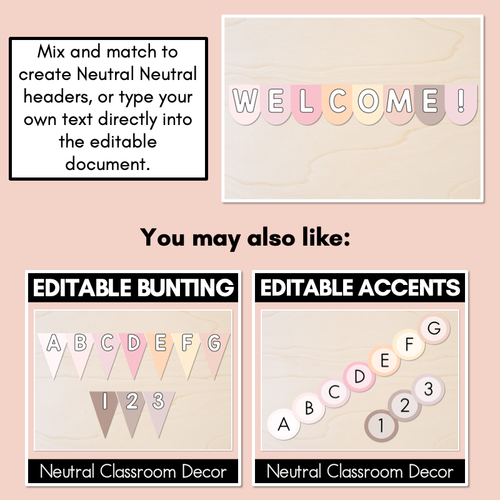 Resource preview 3 for Editable Alphabet & Number Scalloped Bunting - Neutral Classroom Decor