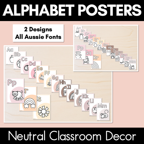 Resource preview 1 for Alphabet Posters - All Aussie Fonts- Neutral Classroom Decor