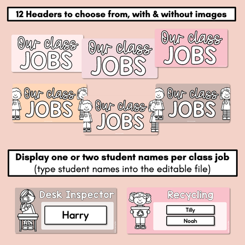 Resource preview 4 for Editable Class Jobs Display - Neutral Classroom Decor