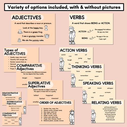 Resource preview 3 for Parts of Speech Posters - Neutral Classroom Decor