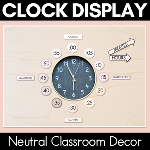 Neutral Clock Display - Neutral Classroom Decor