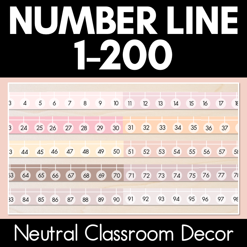 Number Line 1-200 - Neutral Classroom Decor - Mrs Learning Bee