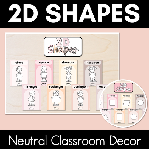 Resource preview 1 for 2D Shape Posters - Neutral Classroom Decor