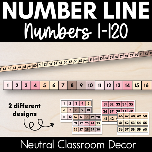 Resource preview 1 for Neutral Number Line - Numbers 1-20 - Neutral Classroom Decor