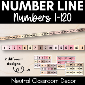 Neutral Number Line - Numbers 1-20 - Neutral Classroom Decor