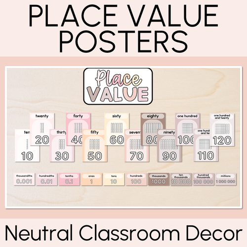 Place Value Posters NEUTRAL COLOURS - Mrs Learning Bee