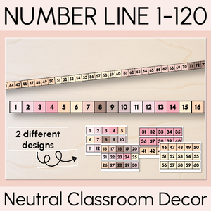 Neutral Number Line - Numbers 1-20 - Neutral Classroom Decor