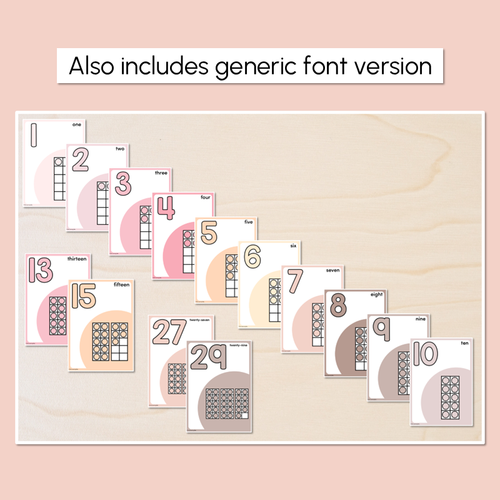 Resource preview 3 for Number Posters 1-30 with ten frames, base ten blocks, tallies & fingers - Neutral Classroom Decor