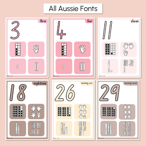 Resource preview 3 for Number Posters with ten frames 1-30 - Neutral Classroom Decor