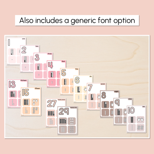 Resource preview 4 for Number Posters with ten frames 1-30 - Neutral Classroom Decor