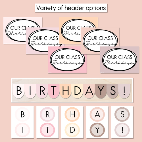 Resource preview 4 for Neutral Birthdays Display - Neutral Classroom Decor