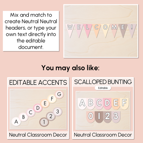 Resource preview 3 for Editable Alphabet & Number Bunting - Neutral Classroom Decor
