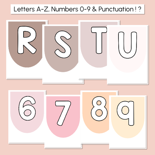 Resource preview 2 for Editable Alphabet & Number Scalloped Bunting - Neutral Classroom Decor