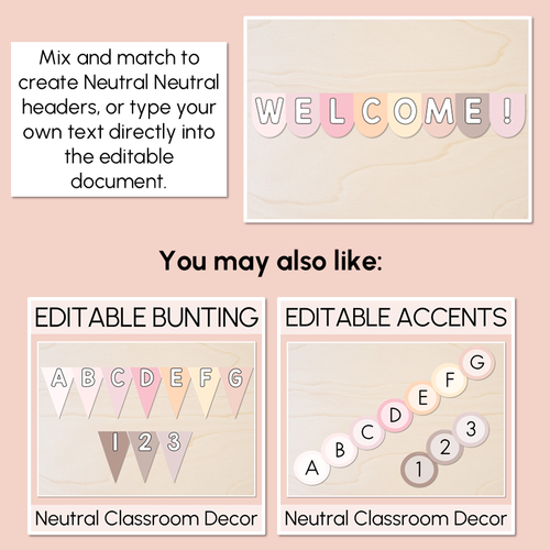 Resource preview 3 for Editable Alphabet & Number Scalloped Bunting - Neutral Classroom Decor