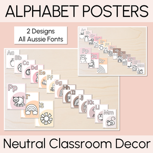 Alphabet Posters - All Aussie Fonts- Neutral Classroom Decor