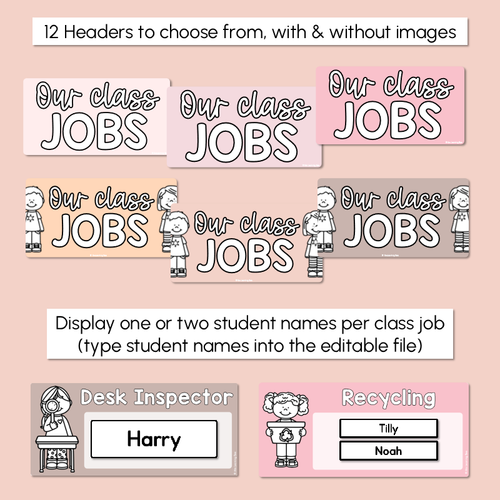 Resource preview 4 for Editable Class Jobs Display - Neutral Classroom Decor