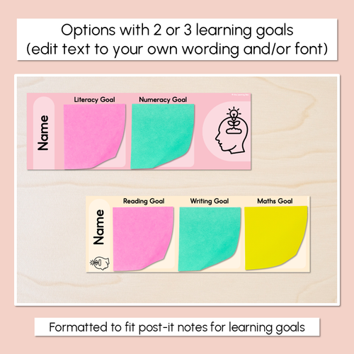 Resource preview 3 for Student Learning Goals - Editable Post-It Goal Mats - Neutral Classroom Decor