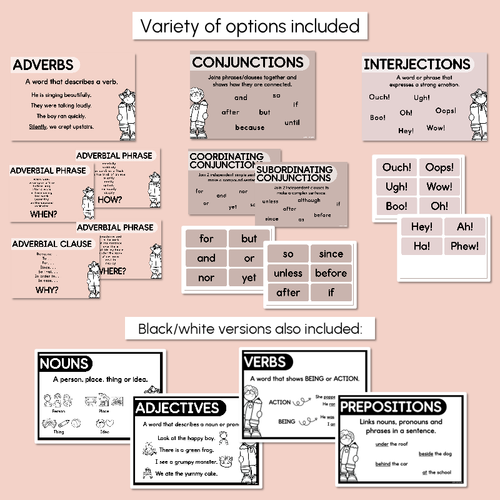 Resource preview 4 for Parts of Speech Posters - Neutral Classroom Decor