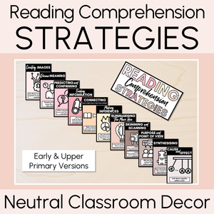Neutral Comprehension Strategies Posters- Neutral Classroom Decor