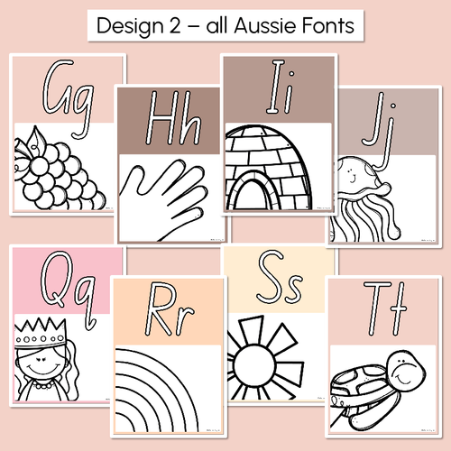 Resource preview 3 for Alphabet Posters - All Aussie Fonts- Neutral Classroom Decor