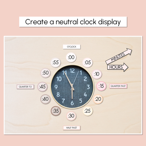 Resource preview 2 for Neutral Clock Display - Neutral Classroom Decor