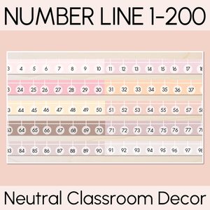 Number Line 1-200 - Neutral Classroom Decor