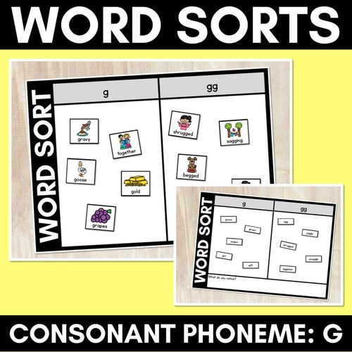 Resource preview 1 for CONSONANT PHONEME G WORD SORT