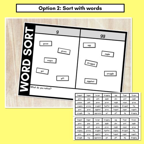 Resource preview 3 for CONSONANT PHONEME G WORD SORT