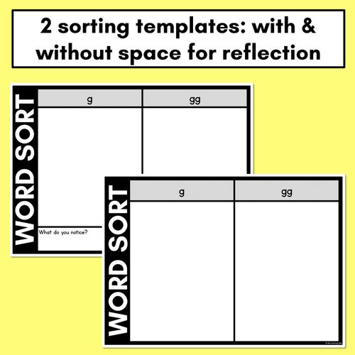 Resource preview 4 for CONSONANT PHONEME G WORD SORT