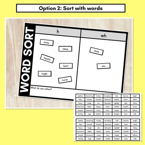 Resource preview 3 for CONSONANT PHONEME H WORD SORT