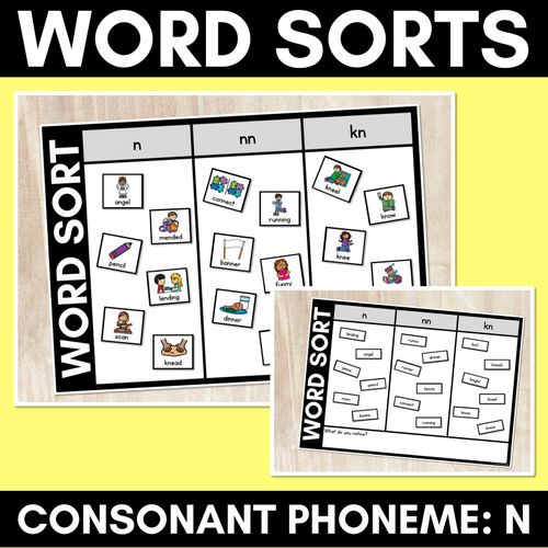 Resource preview 1 for CONSONANT PHONEME N WORD SORT