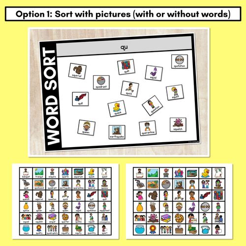 Resource preview 2 for CONSONANT PHONEME Q WORD SORT