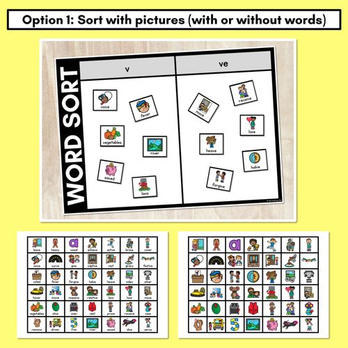 Resource preview 2 for CONSONANT PHONEME V WORD SORT