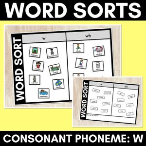 CONSONANT PHONEME W WORD SORT