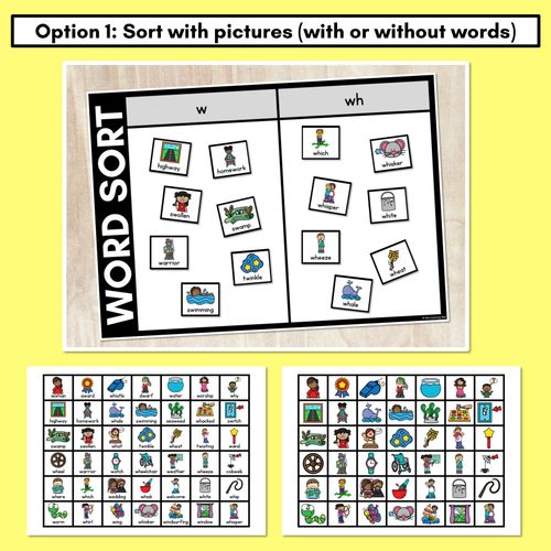 Resource preview 2 for CONSONANT PHONEME W WORD SORT