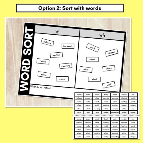 Resource preview 3 for CONSONANT PHONEME W WORD SORT