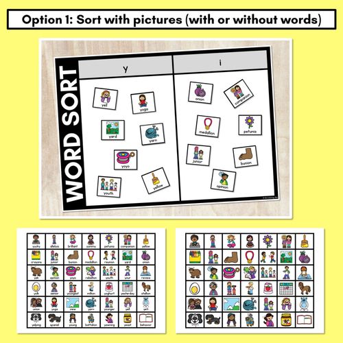 Resource preview 2 for CONSONANT PHONEME Y WORD SORT