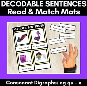 QU NG X Decodable Sentences Mats - Read & Match