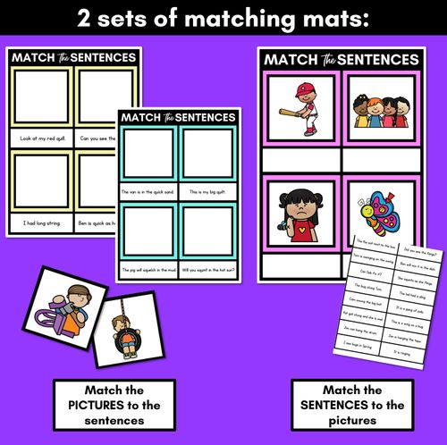 Resource preview 3 for QU NG X Decodable Sentences Mats - Read & Match