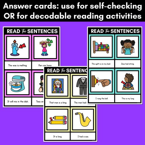Resource preview 4 for QU NG X Decodable Sentences Mats - Read & Match